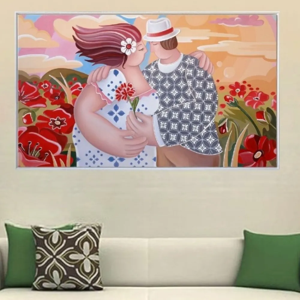 Quadri Moderni-Selezionato da Mazzolaluce Quadro romantico per soggiorno moderno 122x72 cornice bianca