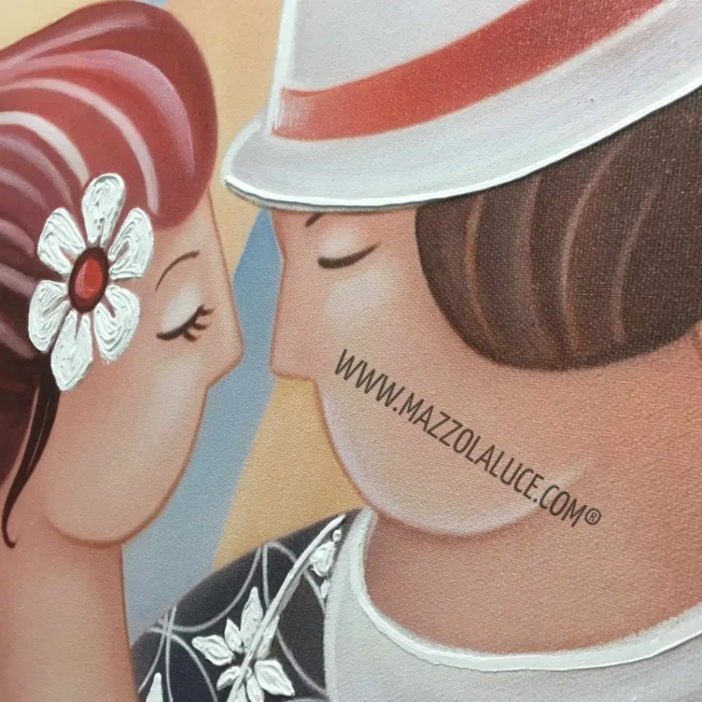 Quadri Moderni-Selezionato da Mazzolaluce Quadro romantico per soggiorno moderno 122x72 cornice bianca