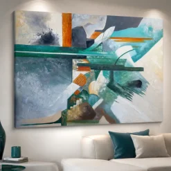 Quadri Moderni-Selezionato da Mazzolaluce Quadro rotte turchesi 80x120 cm astratto moderno dipinto a rilievo materico