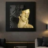 Quadri Moderni-Bongelli Preziosi Quadro scultura coppia stilizzata oro nero 50x50 moderno