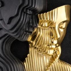 Quadri Moderni-Bongelli Preziosi Quadro scultura coppia stilizzata oro nero 50x50 moderno
