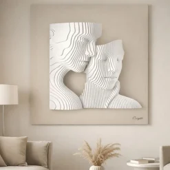 Quadri Moderni-Bongelli Preziosi Quadro scultura moderna 50x50 coppia stilizzata nocciola