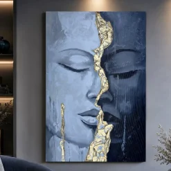 Quadri Moderni-Selezionato da Mazzolaluce Quadro sguardo interiore 100x150 cm materico dipinto a rilievo per salone