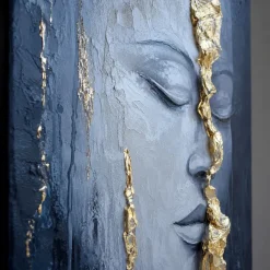 Quadri Moderni-Selezionato da Mazzolaluce Quadro sguardo interiore 100x150 cm materico dipinto a rilievo per salone