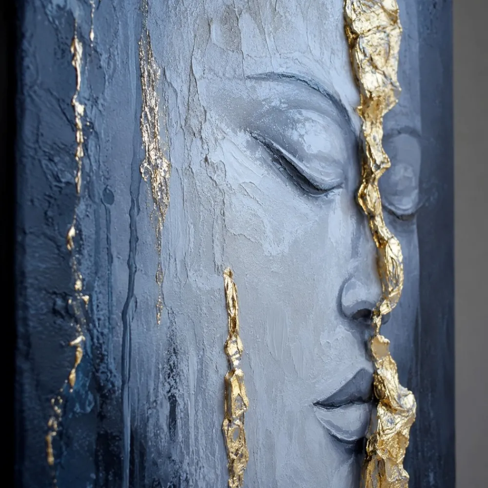 Quadri Moderni-Selezionato da Mazzolaluce Quadro sguardo interiore 100x150 cm materico dipinto a rilievo per salone
