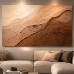 Quadri Moderni-Selezionato da Mazzolaluce Quadro trame di sabbia 100x150 cm astratto dipinto materico a rilievo