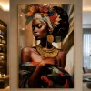 Quadri Moderni-Selezionato da Mazzolaluce Quadro verticale donna intensa 80x120 in resina decoro cornice oro
