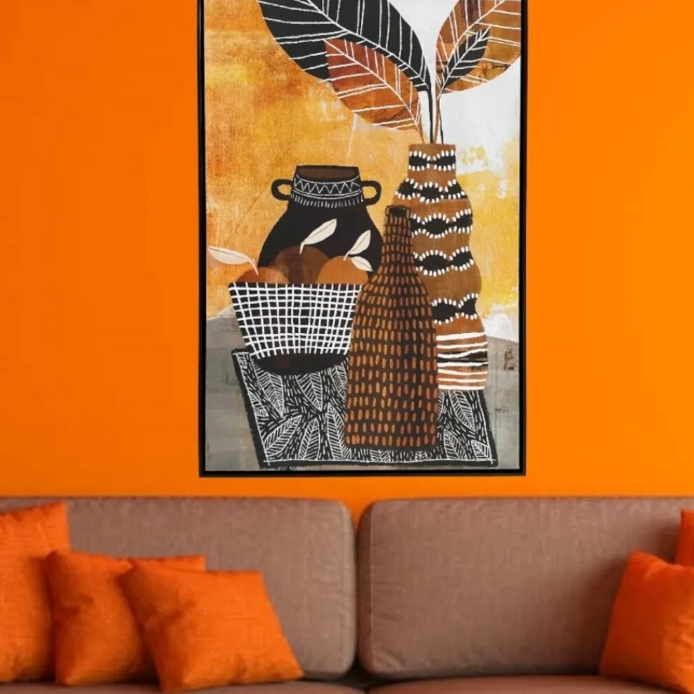 Quadri Moderni-Selezionato da Mazzolaluce Quadro verticale etnico per soggiorno cornice nera 80x120