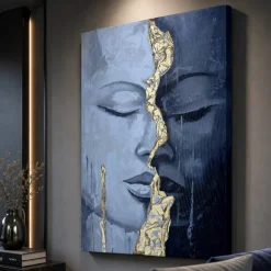 Quadri Moderni-Selezionato da Mazzolaluce Quadro verticale materico sguardo interiore 80x120 cm per soggiorno