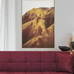Quadri Moderni-Selezionato da Mazzolaluce Quadro verticale tela dipinta montagna astratta cornice oro 80x120