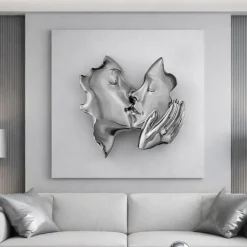 Quadri Moderni-Bongelli Preziosi Quadro volti 3d bianco argento moderno 50x50