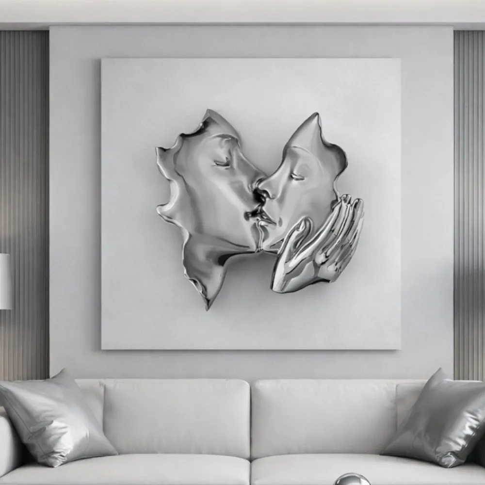 Quadri Moderni-Bongelli Preziosi Quadro volti 3d bianco argento moderno 50x50