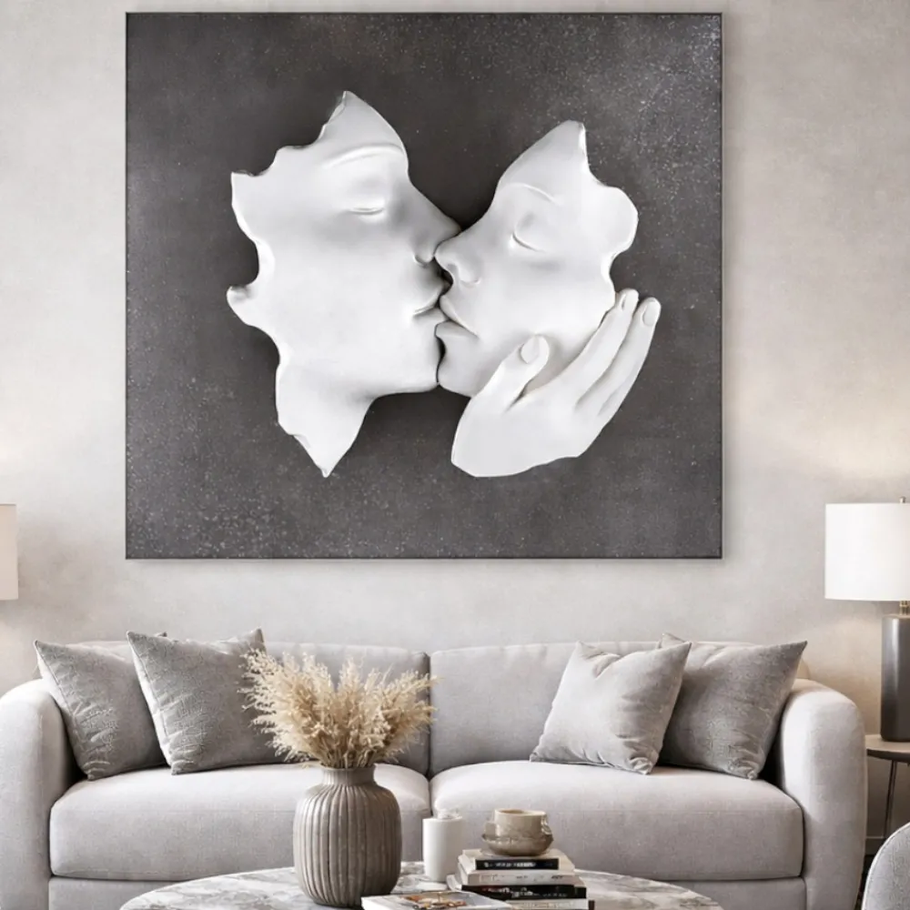 Quadri Moderni-Bongelli Preziosi Quadro volti 3d moderno scultura marmorino 50x50cm