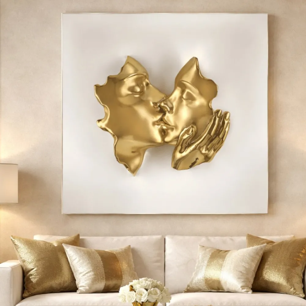 Quadri Moderni-Bongelli Preziosi Quadro volti 3d moderno 50x50 bianco oro