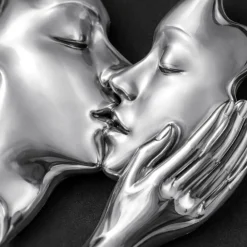 Quadri Moderni-Bongelli Preziosi Quadro volti 3d scultura argento nero 50x50