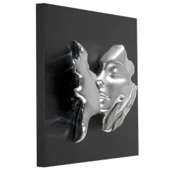 Quadri Moderni-Bongelli Preziosi Quadro volti 3d scultura argento nero 50x50