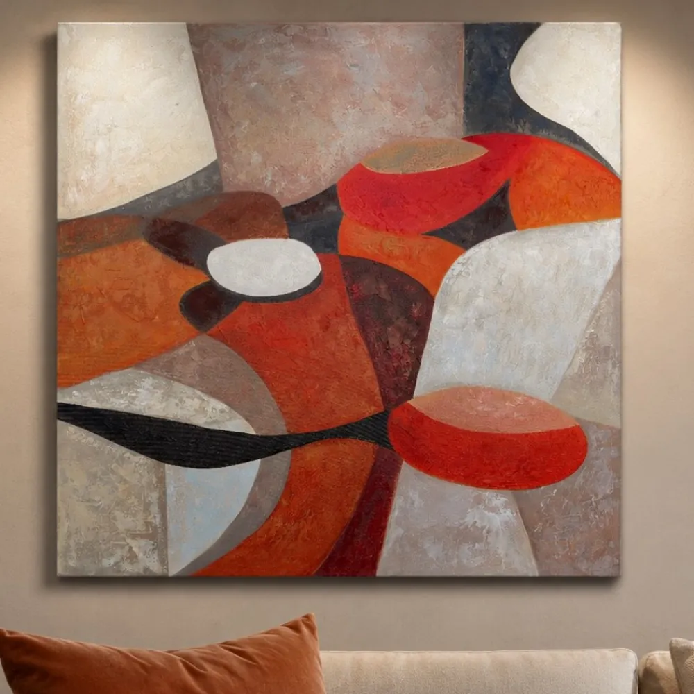 Quadri Moderni-Selezionato da Mazzolaluce Quadro 120x120 cm danza di forme astratto moderno dipinto a rilievo quadrato