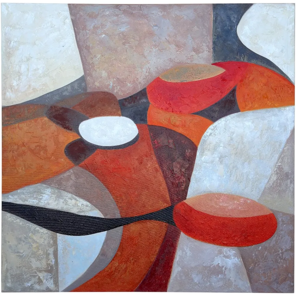 Quadri Moderni-Selezionato da Mazzolaluce Quadro 120x120 cm danza di forme astratto moderno dipinto a rilievo quadrato