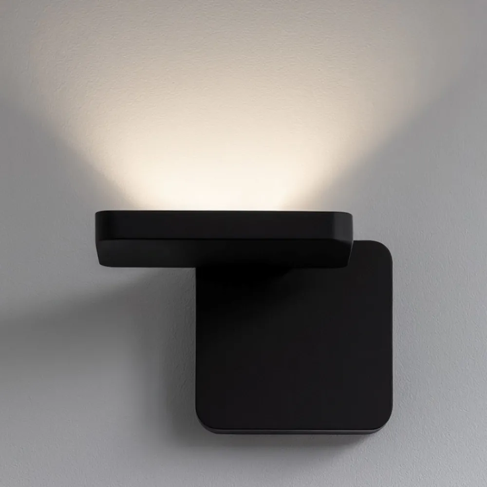 Applique Da Parete-Stilnovo Quad applique nero moderna led 19w 3000k per corridoio