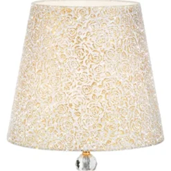 Lampade Da Terra-Ideal Lux Queen pt1 piantana classica paralume tessuto glitter oro inserti di cristallo