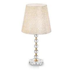 Lampade Da Tavolo-Ideal Lux Queen tl1 big lampada da tavolo paralume tessuto glitter oro