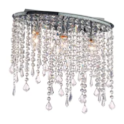 Plafoniere Moderne-Ideal Lux Rain pl3 plafoniera camera da letto ovale cromo cristalli trasparenti