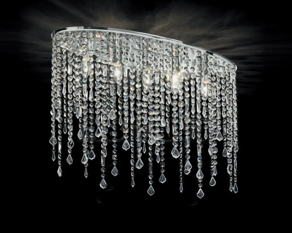 Plafoniere Moderne-Ideal Lux Rain pl5 plafoniera ovale cromo cristalli trasparenti molati
