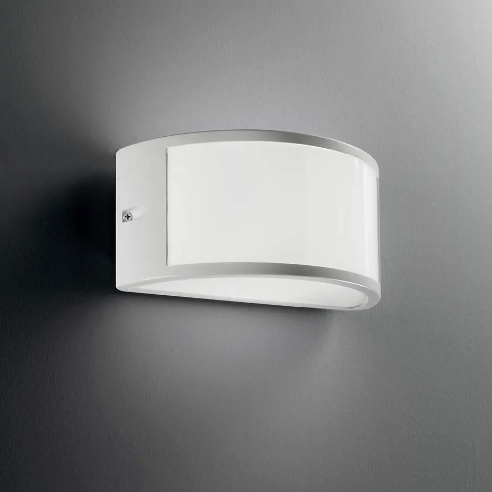 Applique Da Esterno-Ideal Lux Rex-1 ap1 applique da esterno ip44 bianco curvo