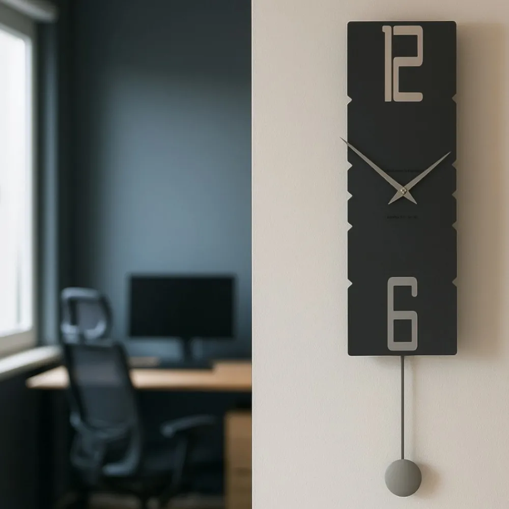 Orologi Da Parete Moderni-Selezionato da Mazzolaluce Rock legno nero orologio a pendolo moderno da parete