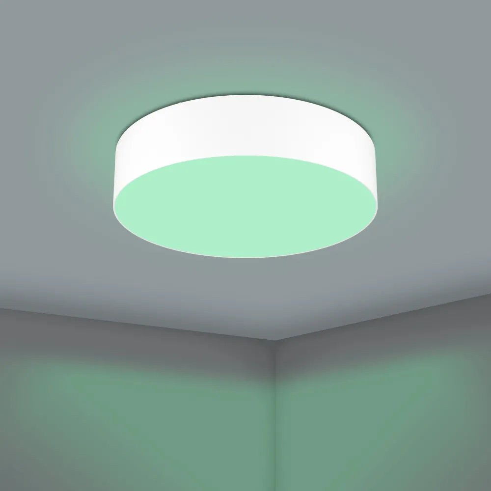 Plafoniere Moderne-Eglo Romao z plafoniera bianca moderna tonda led rgb 2700k a 6500k