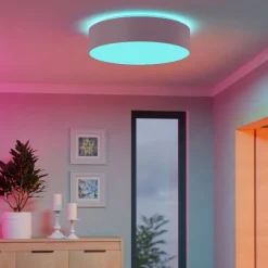 Plafoniere Moderne-Eglo Romao z plafoniera moderna circolare led rgb da 2700k a 6500k