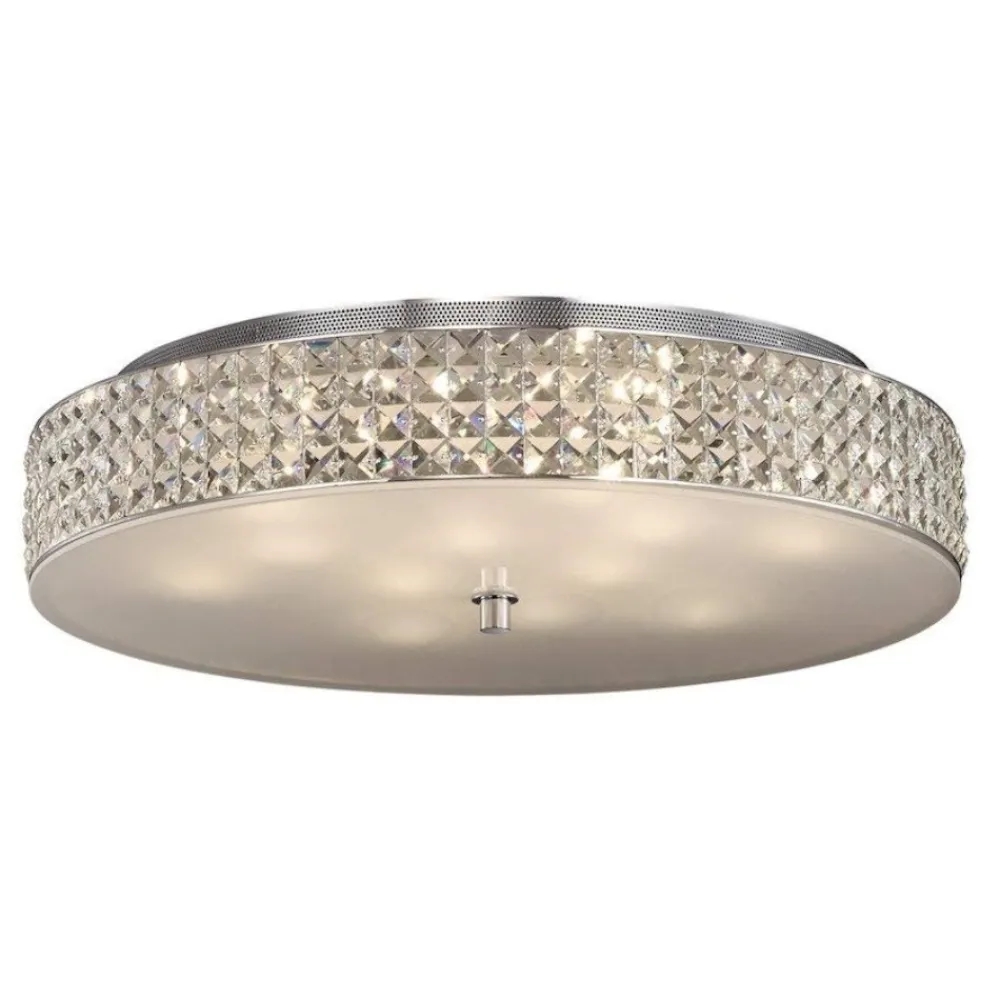 Plafoniere Moderne-Ideal Lux Roma pl12 grande plafoniera camera da letto 60cm rotonda cristalli molati