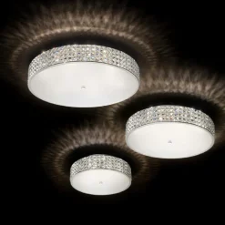 Plafoniere Moderne-Ideal Lux Roma pl12 grande plafoniera camera da letto 60cm rotonda cristalli molati