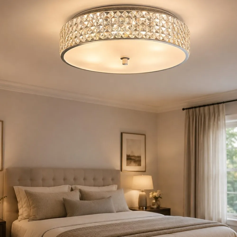 Plafoniere Moderne-Ideal Lux Roma pl9 plafoniera camera da letto cristalli trasparenti
