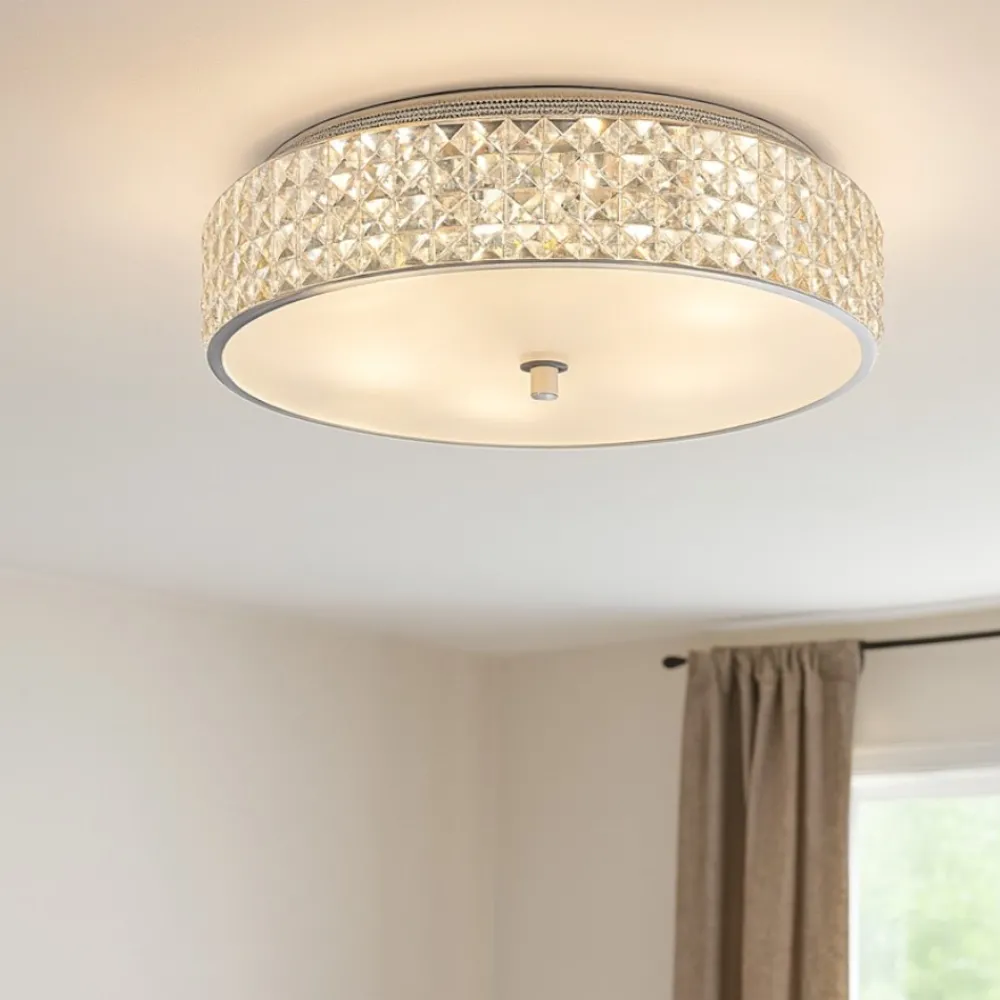 Plafoniere Moderne-Ideal Lux Roma pl9 plafoniera camera da letto cristalli trasparenti