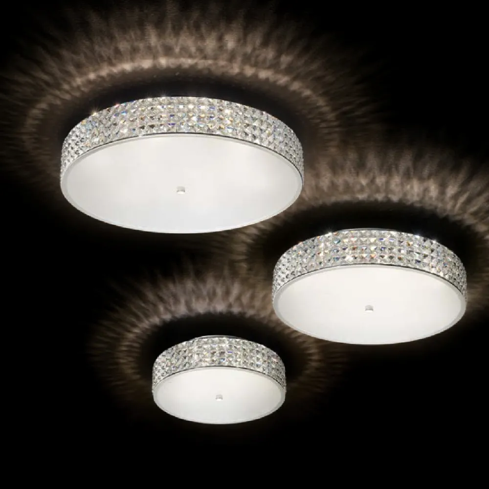 Plafoniere Moderne-Ideal Lux Roma pl9 plafoniera camera da letto cristalli trasparenti