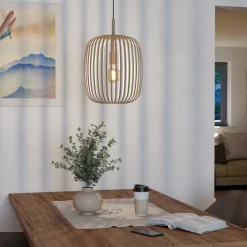 Lampade A Sospensione-Eglo Romazzina lampada a sospensione per cucina minimal colore sabbia
