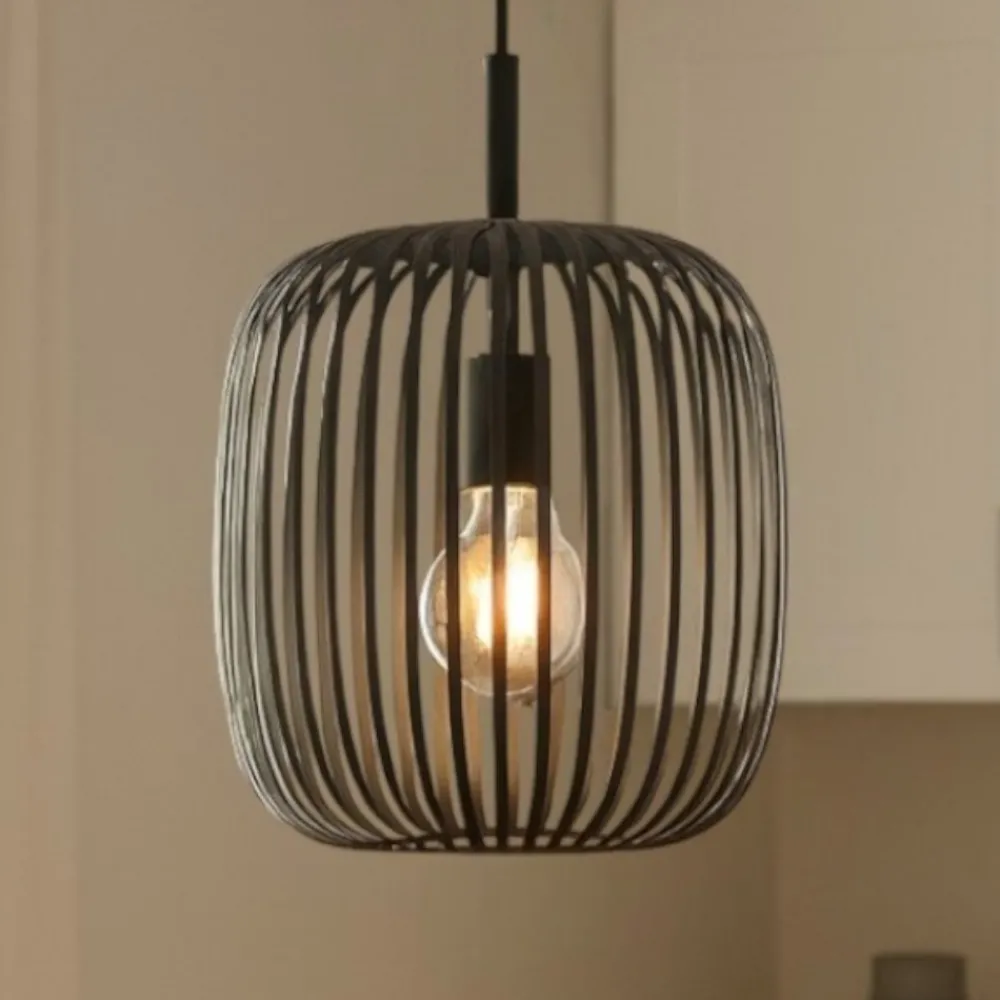 Lampade A Sospensione-Eglo Romazzina lampada a sospensione design orientale colore nero