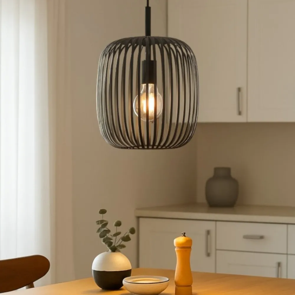 Lampade A Sospensione-Eglo Romazzina lampada a sospensione design orientale colore nero