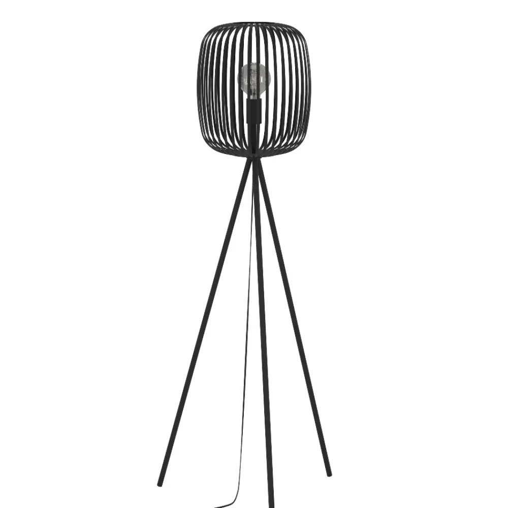 Lampade Da Terra-Eglo Romazzina lampada da terra nera con portalampada traforato