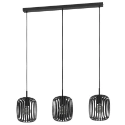 Lampadari Cucina-Eglo Romazzina lampadario da cucina colore nero con 3 luci pendenti
