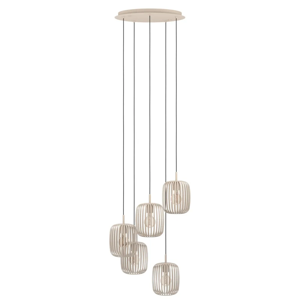 Lampadari Moderni-Eglo Romazzina lampadario moderno colore sabbia 5 luci pendenti