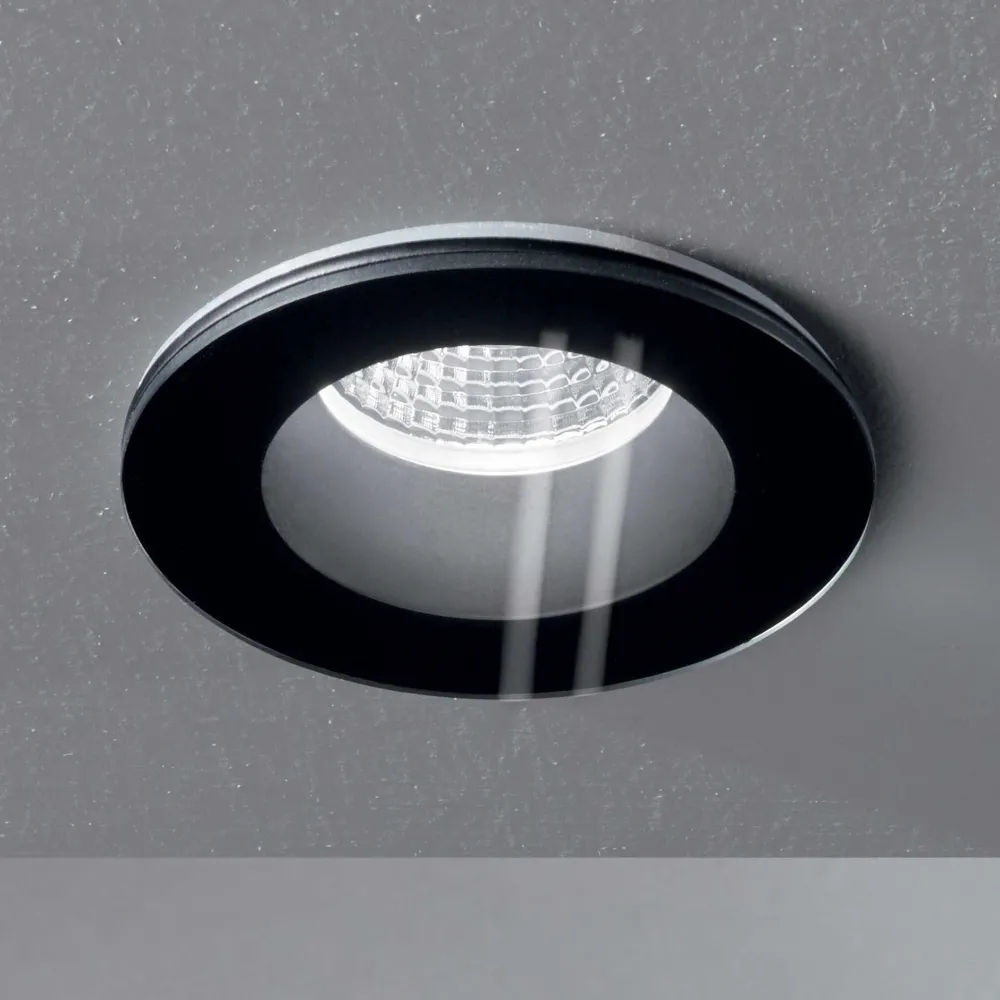 Faretti Da Incasso-Ideal Lux Room-65 fi round faretto da incasso led 8w 3000k nero tondo