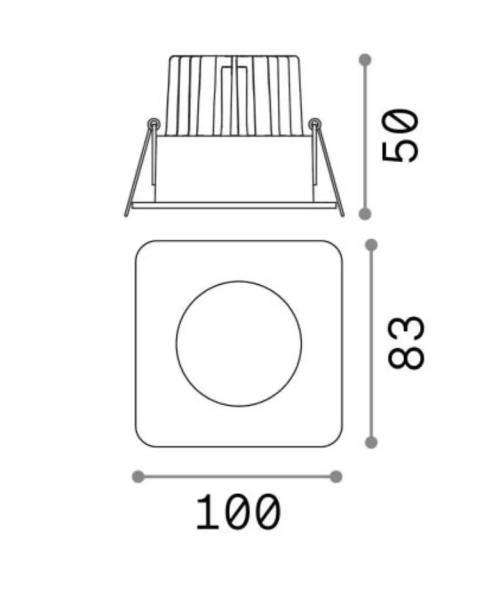 Faretti Da Incasso-Ideal Lux Room-65 fi square faretto incasso quadrato 8w 3000k bianco 220-240v