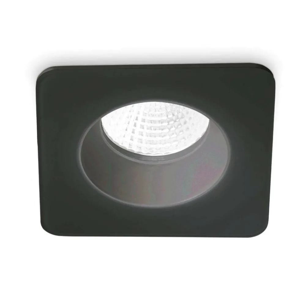 Faretti Da Incasso-Ideal Lux Room-65 fi square faretto 8w 3000k quadrato nero 220-240v
