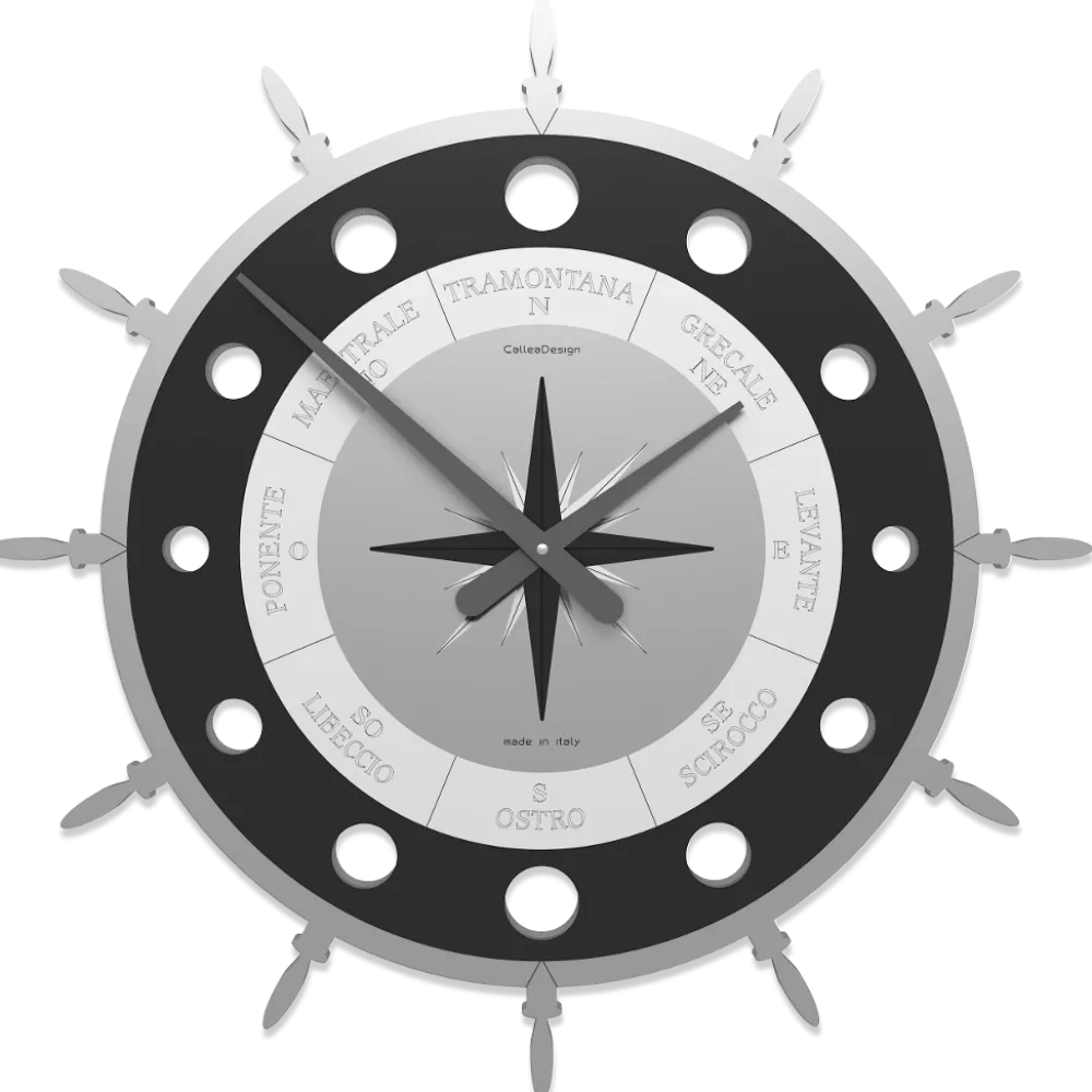 Orologi Da Parete Moderni-Selezionato da Mazzolaluce Rosa dei venti orologio da parete modernolegno grigio nero