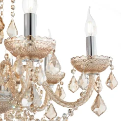 Lampadari Moderni-Ideal Lux Rose sp8 lampadario 8 bracci in vetro ambrato a goccia