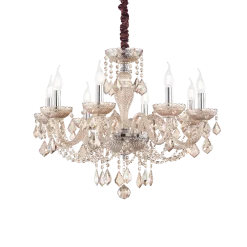 Lampadari Moderni-Ideal Lux Rose sp8 lampadario 8 bracci in vetro ambrato a goccia