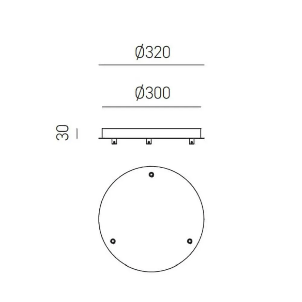 Accessori-Gea Luce Rosone tondo bianco 3 fori diametro 30cm
