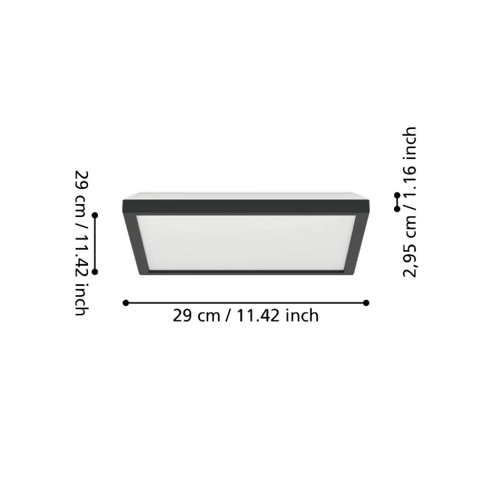 Plafoniere Bagno-Eglo Rovito z plafoniera nera per bagno ip44 led rgb 2700k a 6500k